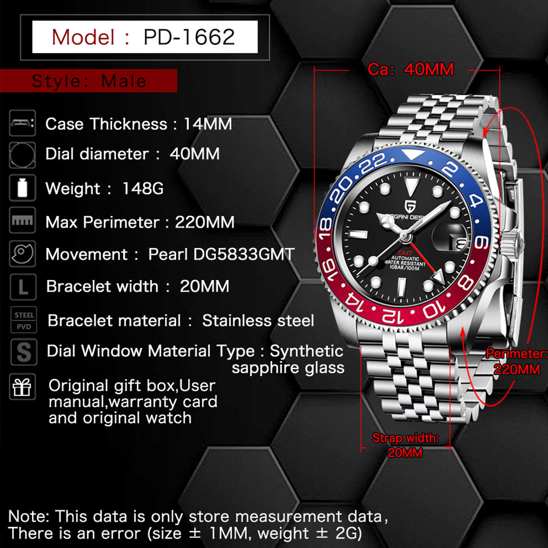 New PAGANI DESIGN GMT Watch Me - Luxury Watch Box recension och pris