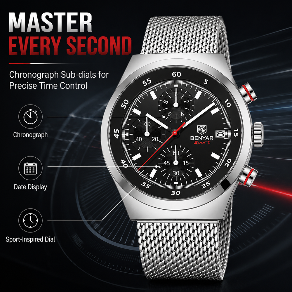 BENYAR Top Luxury Brand Men's  - Luxury Watch Design recension och pris